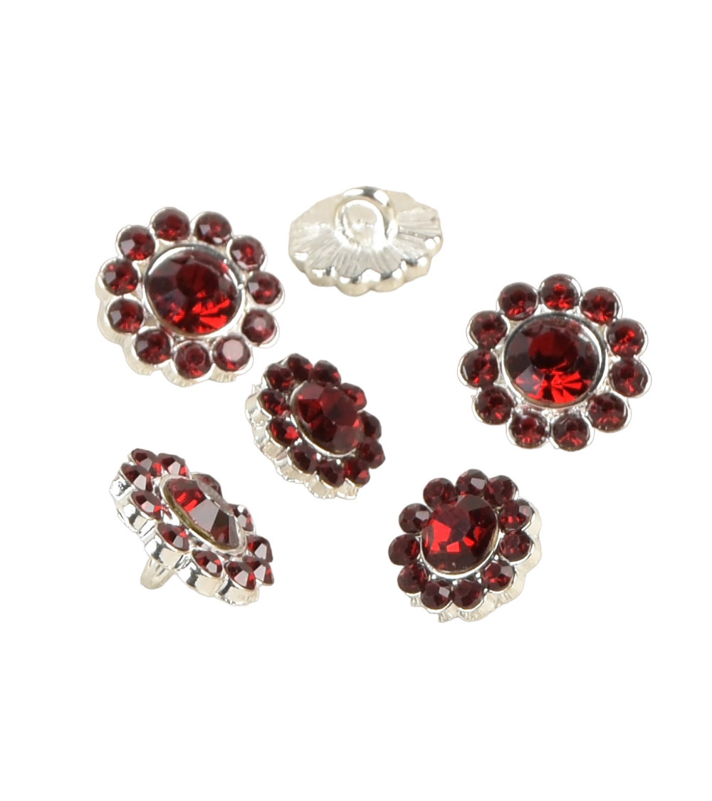 Bouton strass rouge bordeaux