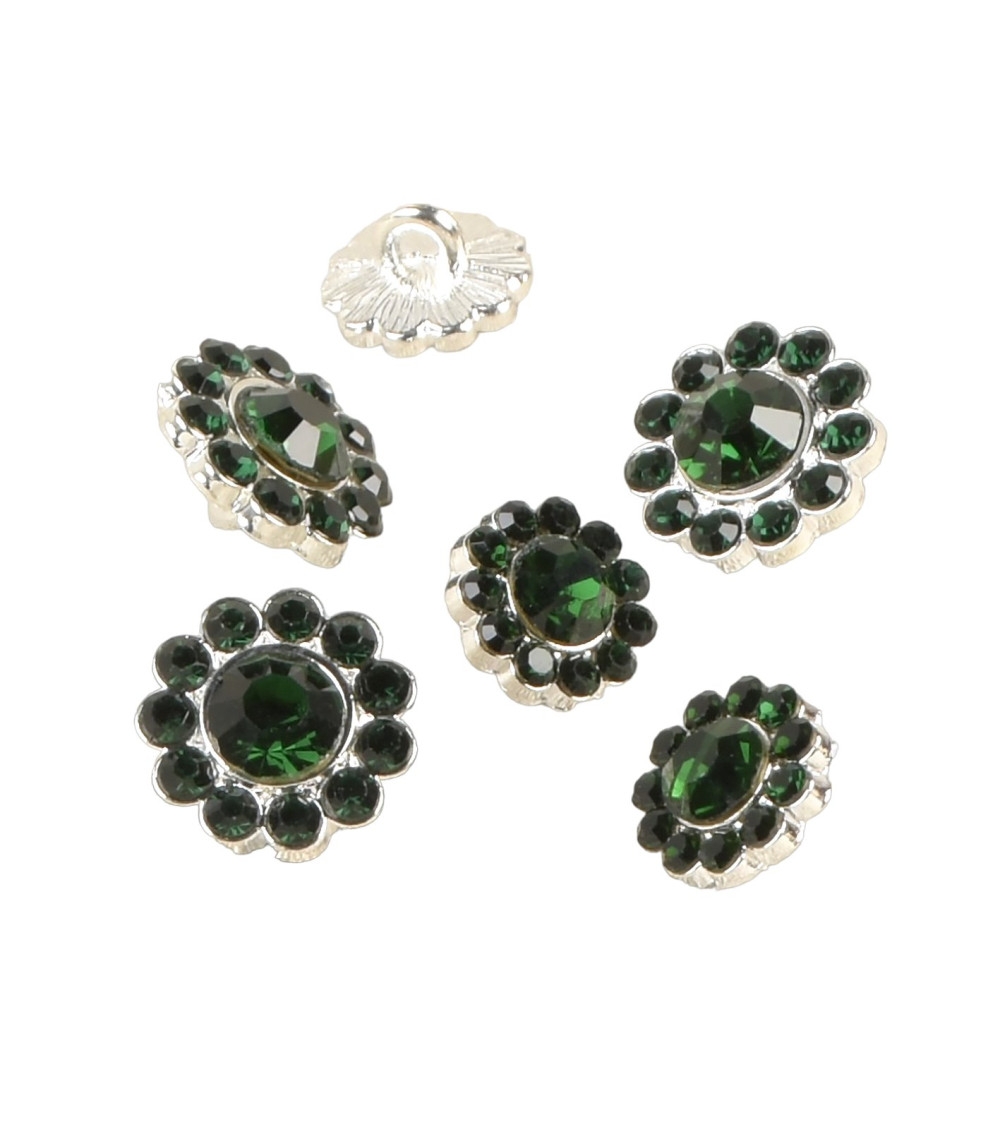 Green rhinestone button