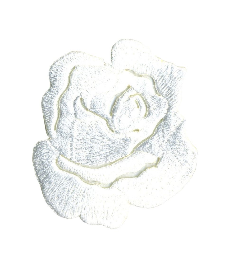Set di 3 piccole toppe termoadesive con rosa bianca