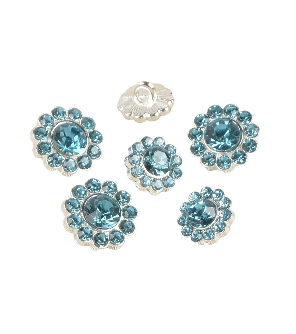 Bouton strass bleu turquoise