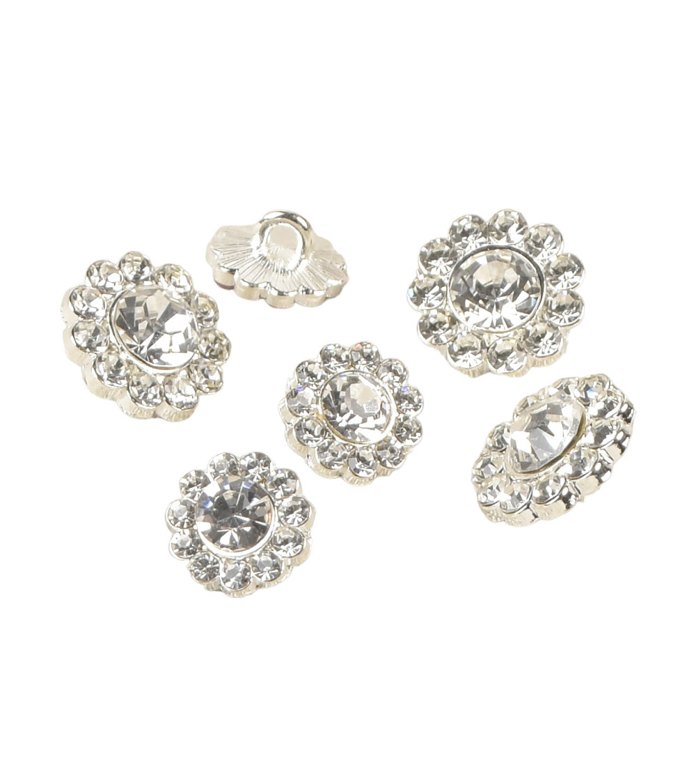 Lot de 6 boutons strass blanc