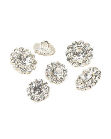 Set di 6 bottoni in strass bianchi