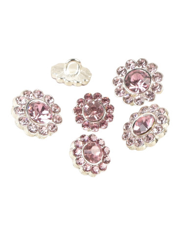 Conjunto de 6 botones de strass rosa