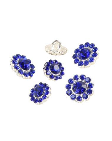 Set of 6 royal blue rhinestone buttons