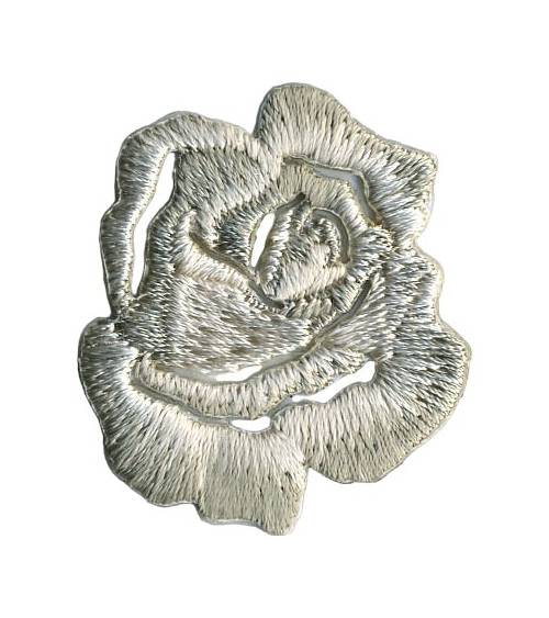 Set of 3 small gray rose iron-on patches