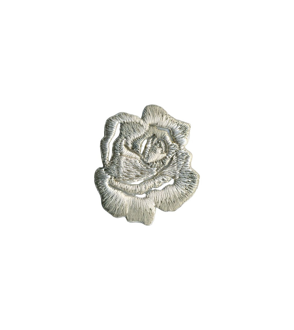 Set mit 3 kleinen grauen Rosen-Aufnähern zum Aufbügeln