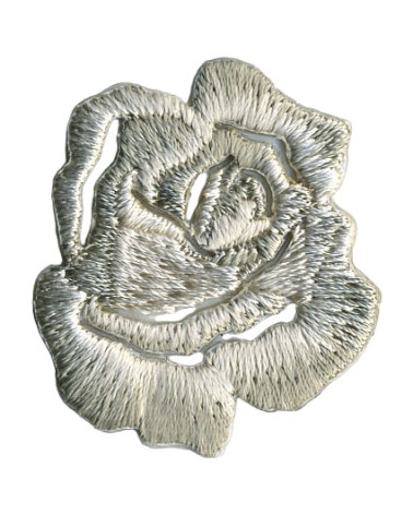 Set of 3 small gray rose iron-on patches