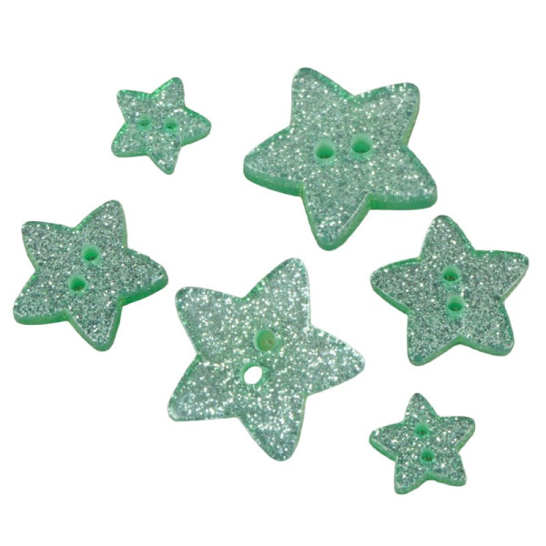 Bouton étoile pailletée vert d'eau