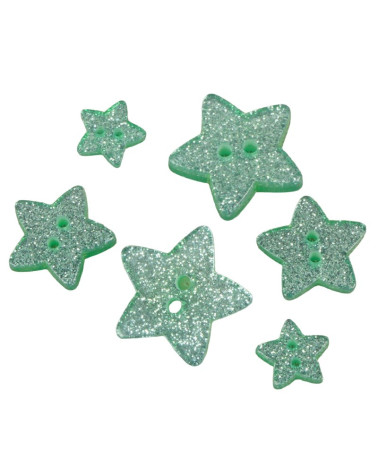 Water green glittered star button
