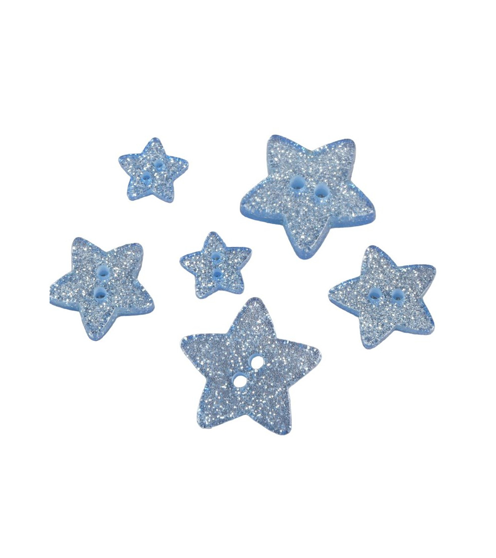 Himmelblauer glitzernder Sternknopf