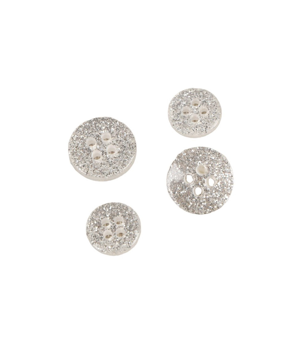 Bottone tondo con paillettes argento