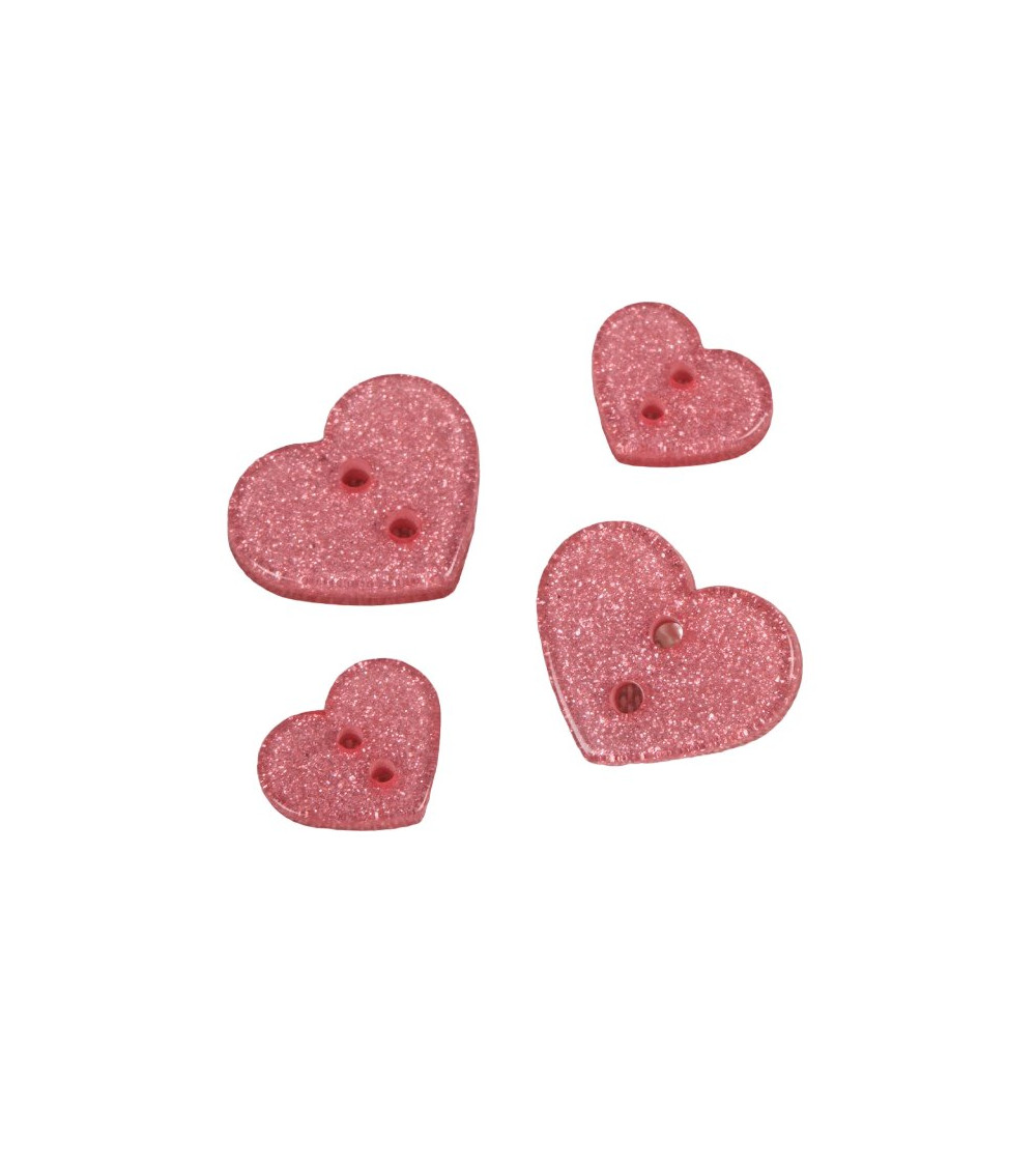 Pink glitter heart button