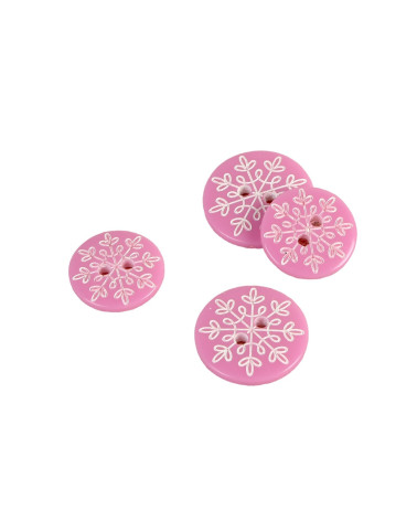 2-hole pink snowflake button