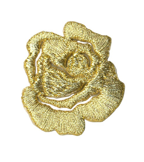 Set of 3 iron-on patches small golden rose - lurex
