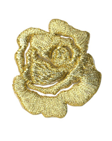 Set of 3 small gold rose iron-on badges - lurex