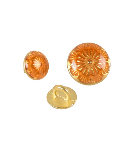 Lot de 6 boutons métal laqué orange