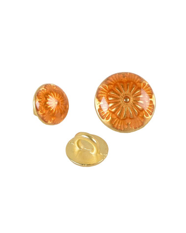 Set of 6 orange lacquered metal buttons