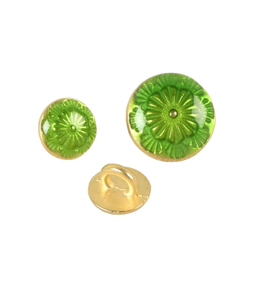 Lot de 6 boutons métal laqué vert normandie