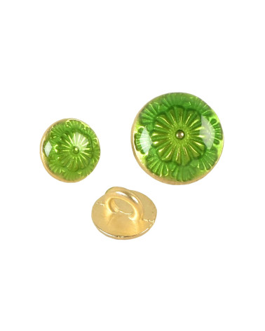 Set of 6 Normandy green lacquered metal buttons