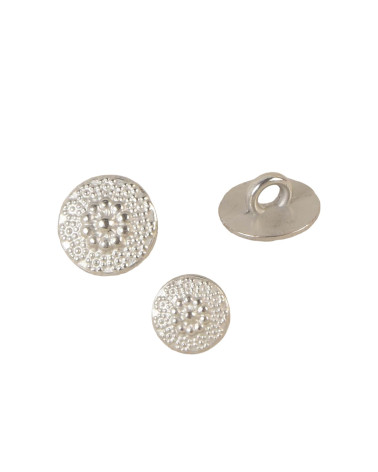 Set of 6 silver metal flower buttons