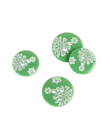 Lot de 6 boutons 2 trous flocons vert sapin