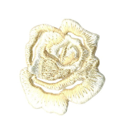Set of 3 small ecru rose iron-on patches