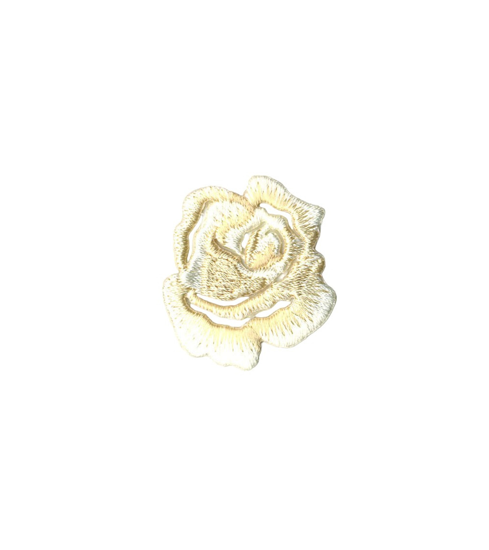 Set mit 3 kleinen ecrufarbenen Rosen-Aufnähern zum Aufbügeln