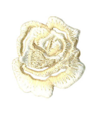 Set mit 3 kleinen ecrufarbenen Rosen-Aufnähern zum Aufbügeln