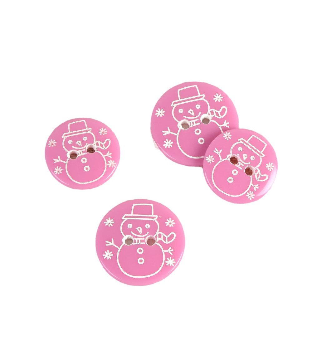 Lot de 6 boutons 2 trous bonhomme rose