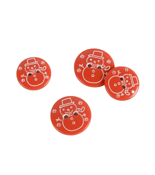 Lot de 6 boutons 2 trous bonhomme rouge