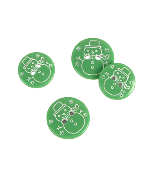 Lot de 6 boutons 2 trous bonhomme vert sapin