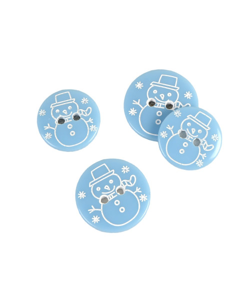 Lot de 6 boutons 2 trous bonhomme bleu ciel 