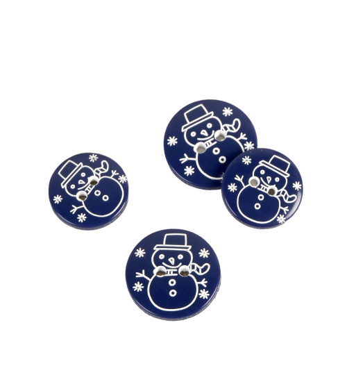 Lot de 6 boutons 2 trous bonhomme bleu marine