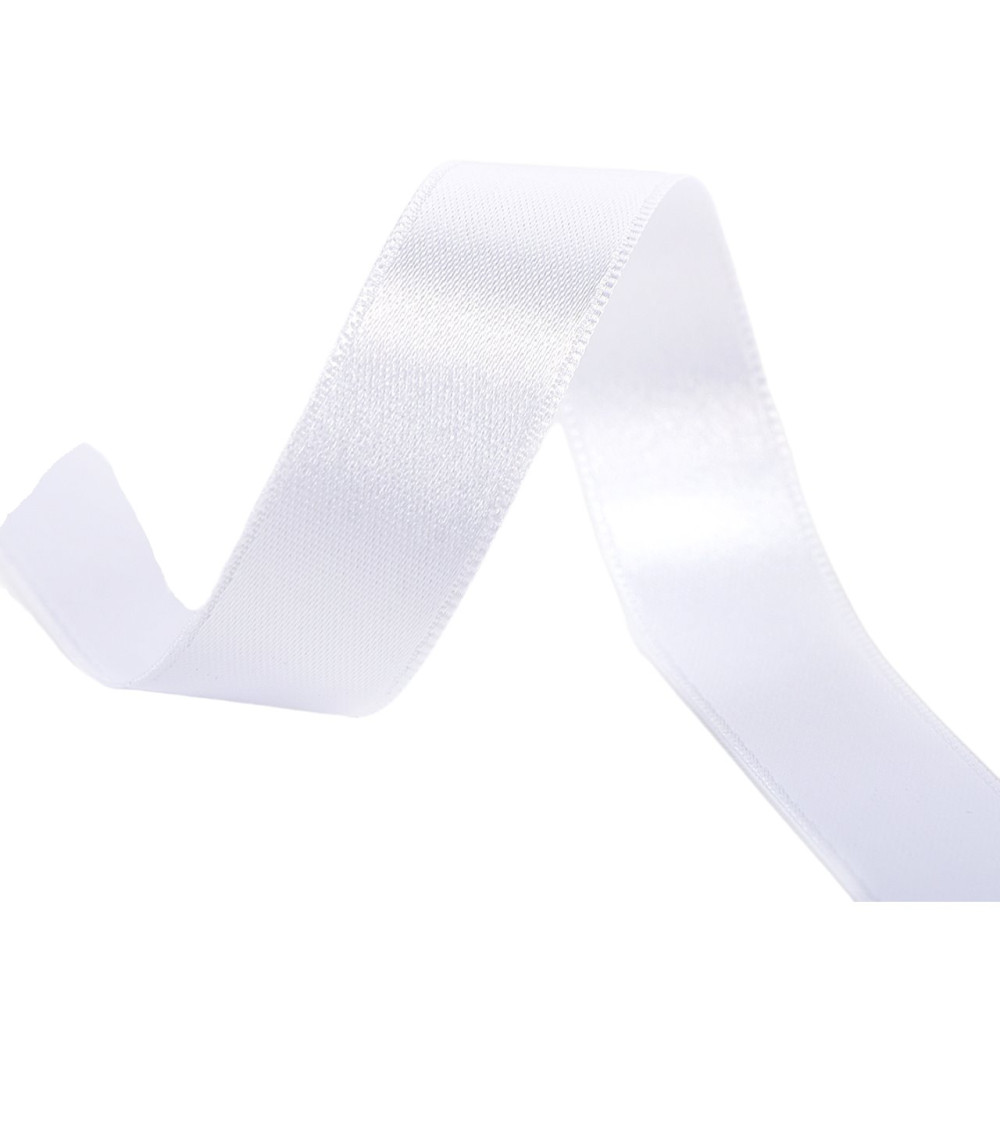 40m reel double-sided satin ribbon made in France white