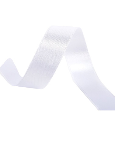 40m spool of double-sided satin ribbon made in France, white