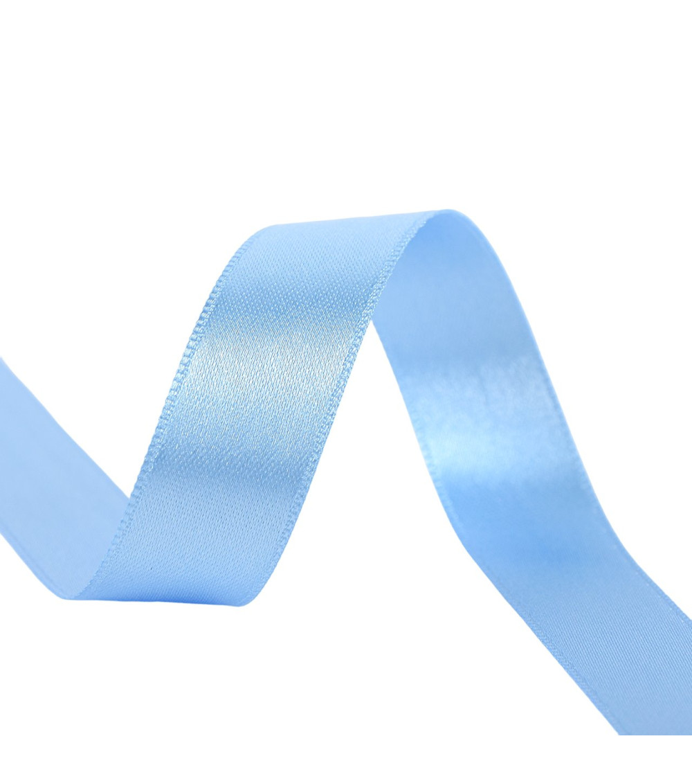40m reel double-sided satin ribbon made in France light blue