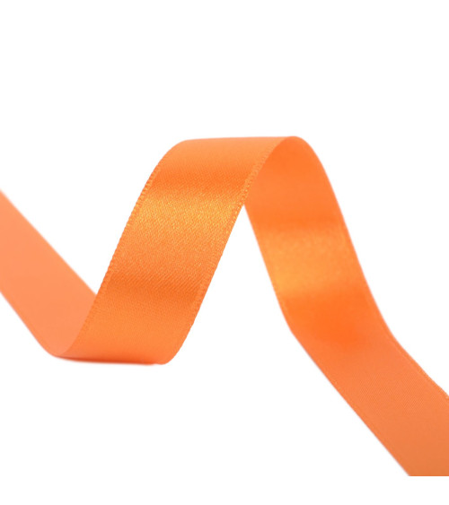40m reel double-sided satin ribbon made in France orange red