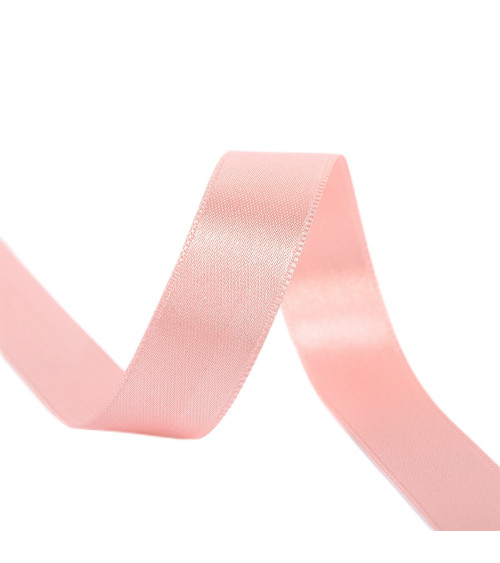 40m reel double-sided satin ribbon made in France salmon