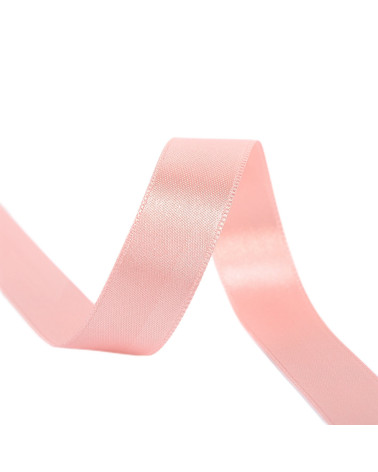 Spool of 40m double-sided satin ribbon made in France salmon