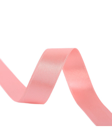 Spool of 40m double-sided satin ribbon made in France, light salmon