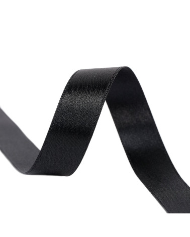 40m spool of double-sided satin ribbon made in France, black