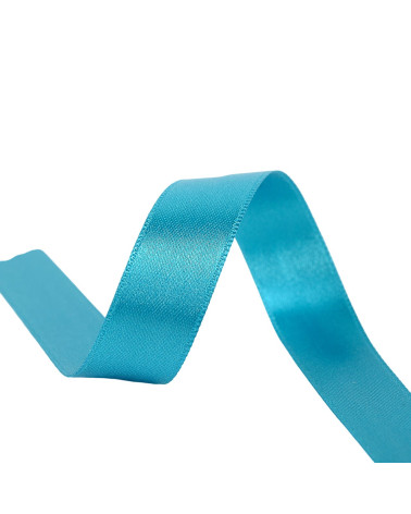 40m spool of double-sided satin ribbon made in France, gypsy blue