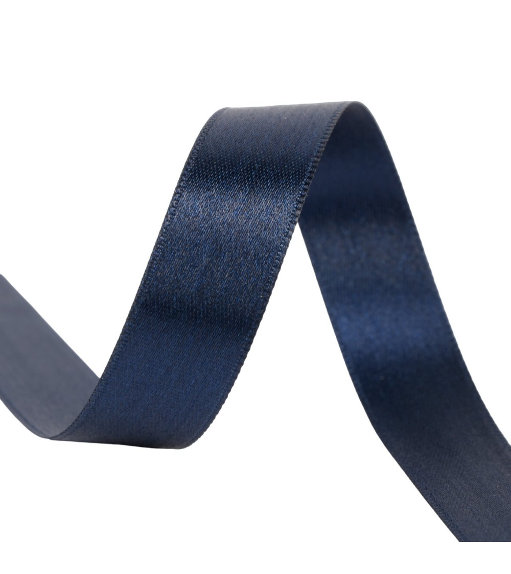 40m reel double-sided satin ribbon made in France navy blue
