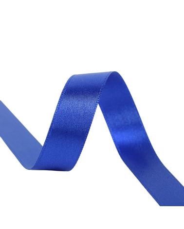 Spool of 40m double-sided satin ribbon made in France, royal blue