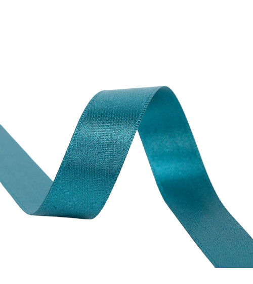 40m reel double-sided satin ribbon made in France duck blue