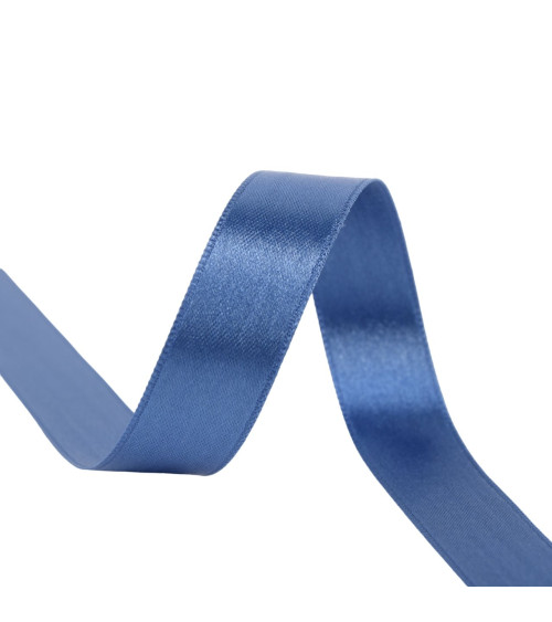 40m reel double-sided satin ribbon made in France denim blue