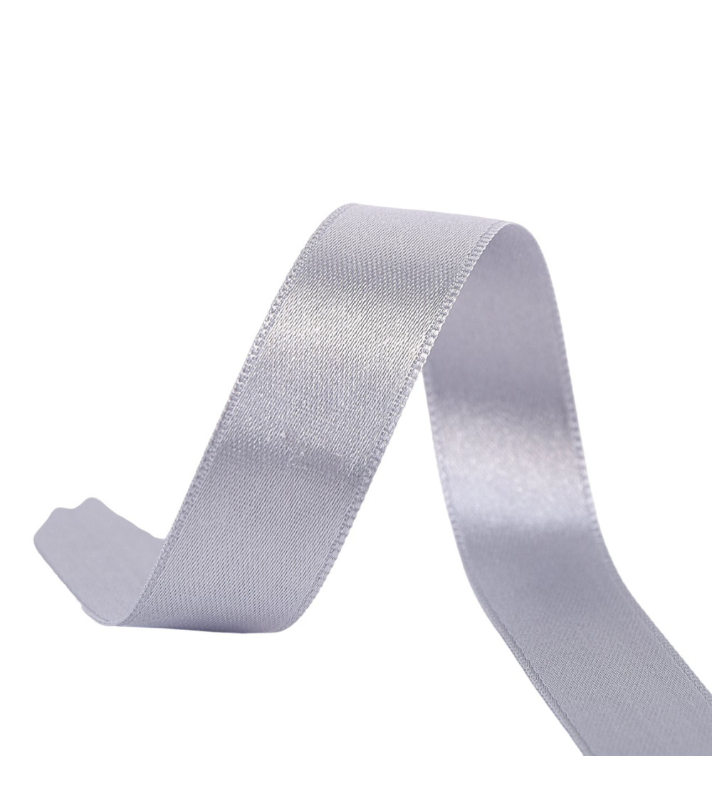40m reel double-sided satin ribbon made in France light gray