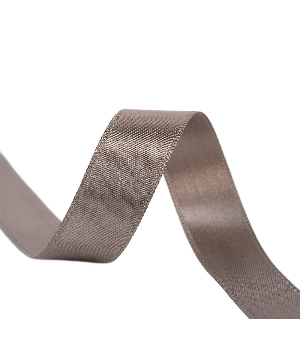 40m reel double-sided satin ribbon made in France brown