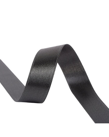 Bobine 40m ruban satin double face fabriqué en France gris foncé