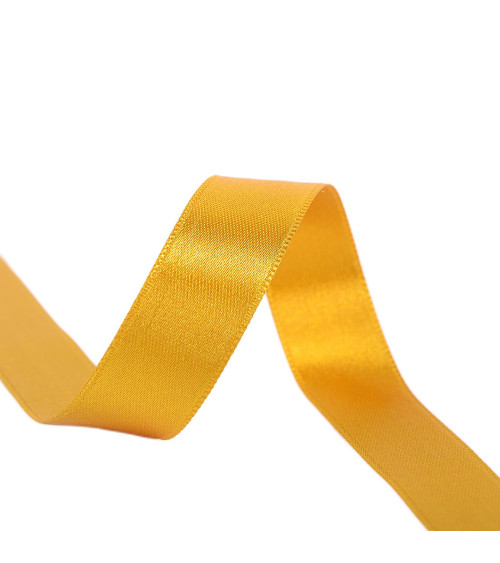 40m reel double-sided satin ribbon made in France mustard